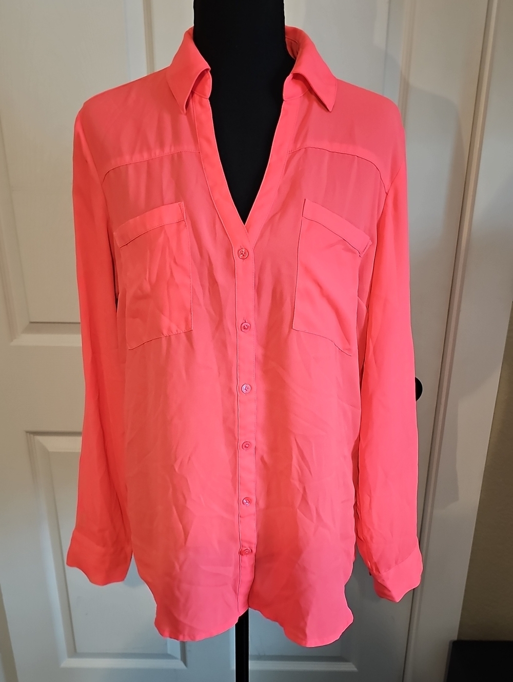 Express Women's Coral Button-Down Shirt